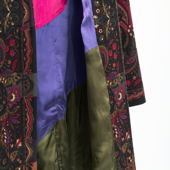 Etro Green Paisley Wool Buttoned Chester Coat - Picture 9 of 11